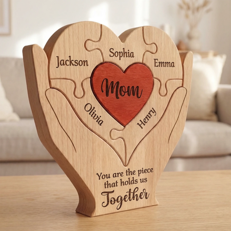 Custom Shaped Wooden Art Puzzle - Personalized Mother's Day Father's Day Birthday Gifts For Mom, Dad, Grandma, Grandpa - Love Never Fades