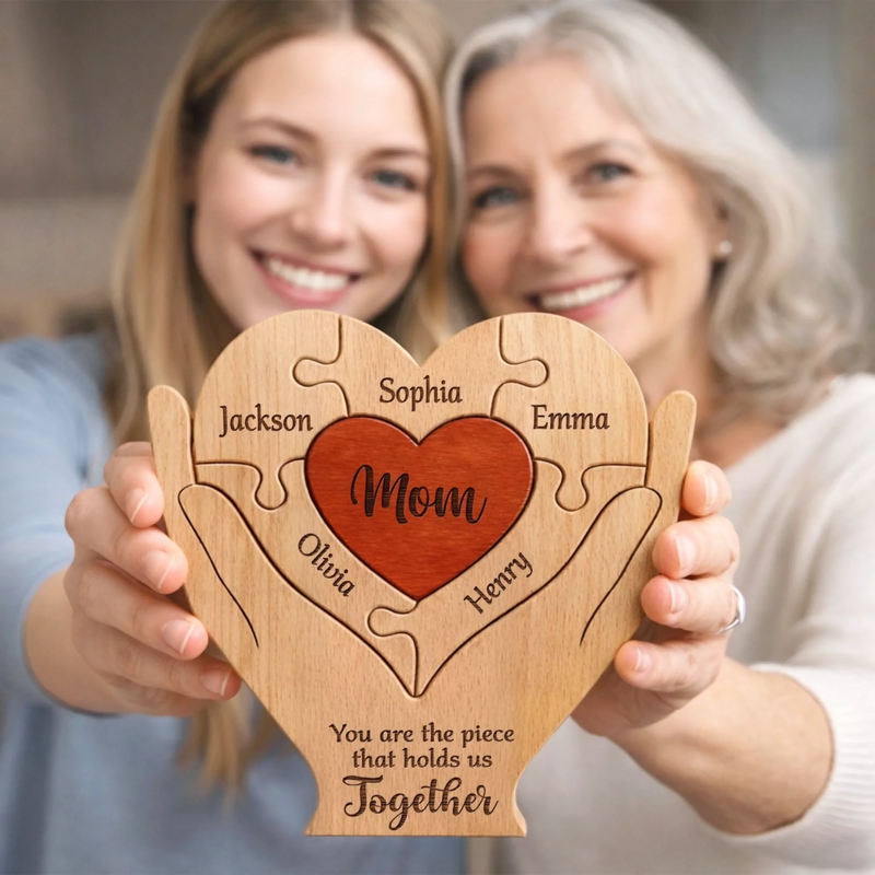 Custom Shaped Wooden Art Puzzle - Personalized Mother's Day Father's Day Birthday Gifts For Mom, Dad, Grandma, Grandpa - Love Never Fades