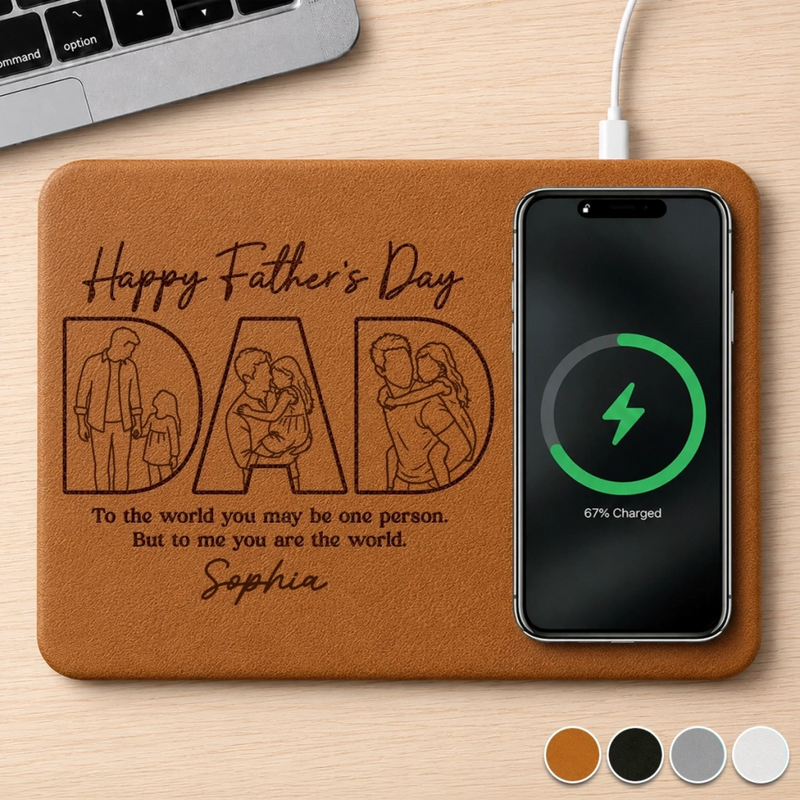 Custom Photo Charging Mat - Personalized Father's Day Birthday Gifts For Dad, Grandpa - Legends Stay Powered
