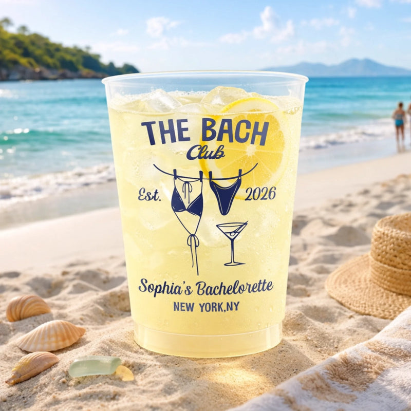Custom Party Cups - Personalized Summer Vacation And Travel Gifts For Best Friends, Family - Palm Trees, Ocean Breeze