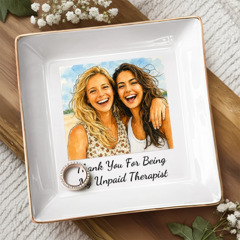 Custom Photo Jewelry Dish - Personalized Best Friend Birthday Gifts For Women, Besties, Sisters, BFF - Ride Or Die Squad