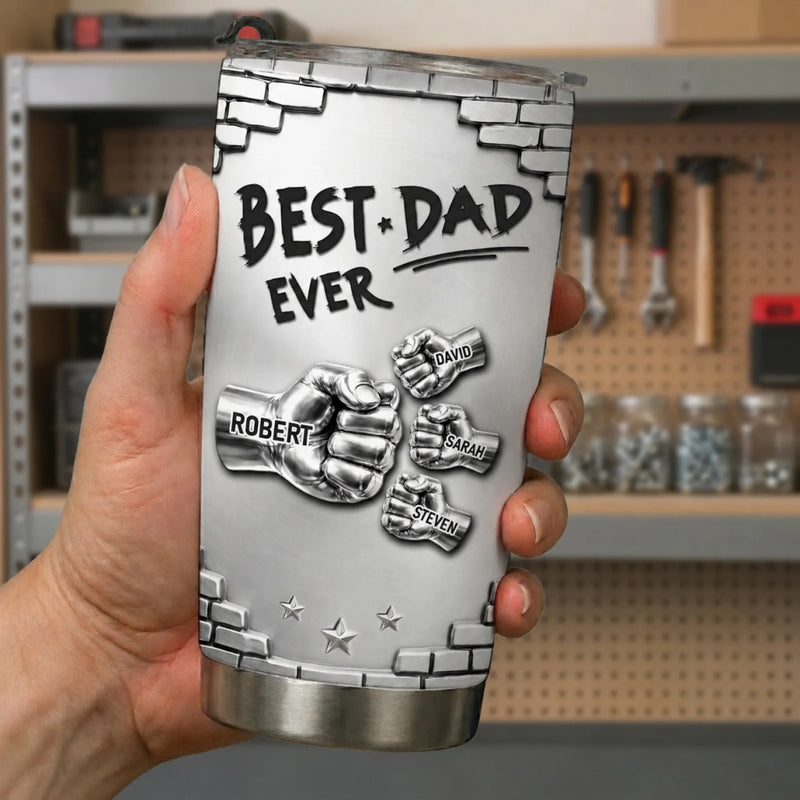 Custom 3D Inflated Effect Printed Tumbler - Personalized Father's Day Birthday Gifts For Dad, Grandpa - Strong Coffee, Strong Dad