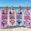 Custom Beach Towel - Personalized America 250th Anniversary, Summer Vacation And Travel Gifts For Best Friends, Family - Stars Stripes Sunshine