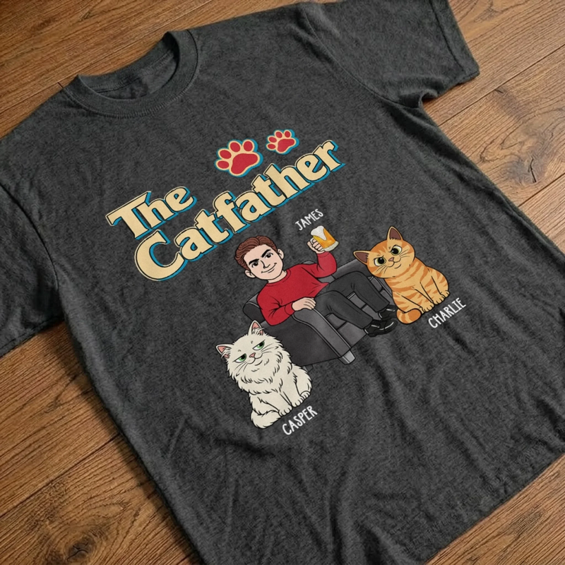 Custom Unisex T-shirt, Hoodie - Personalized Father's Day Birthday Gifts For Cat Lovers, Cat Dad - Proud Servant Of Tiny Overlords