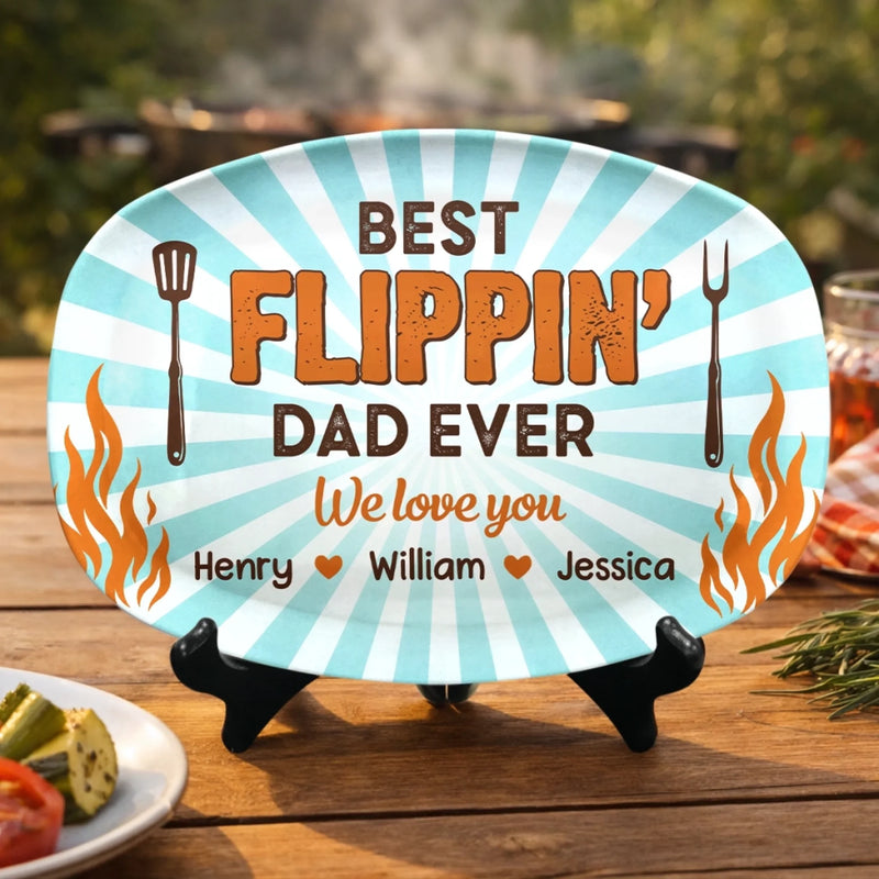 Custom Platter - Personalized Father's Day Birthday Gifts For Dad, Grandpa - Best Flippin' Dad Ever