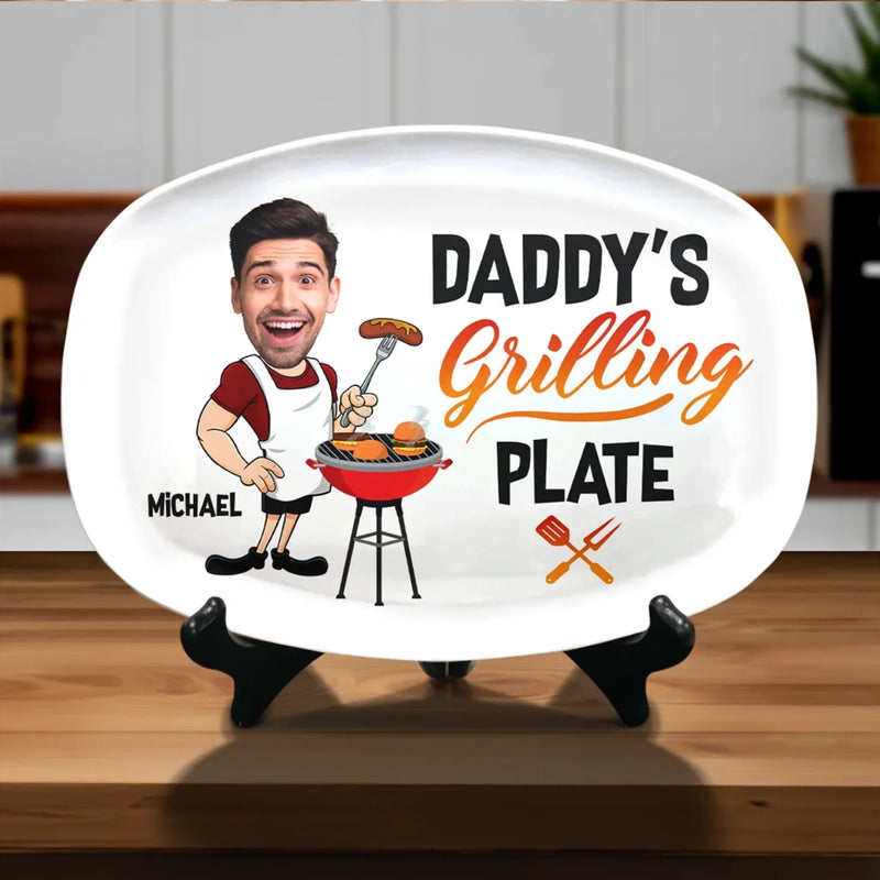 Custom Photo Everything Tastes Better When Daddy Makes It - Family Personalized Custom Platter - Father's Day, Gift For Dad, Grandpa