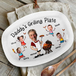 Custom Photo Serving Up Love, One BBQ At A Time - Family Personalized Custom Platter - Father's Day, Gift For Dad, Grandpa