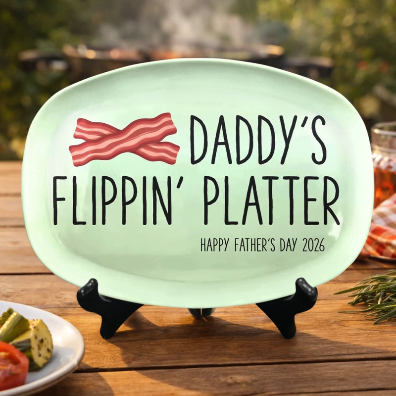 Custom Platter - Personalized Father's Day Birthday Gifts For Dad, Grandpa - Dad Serves Love Daily