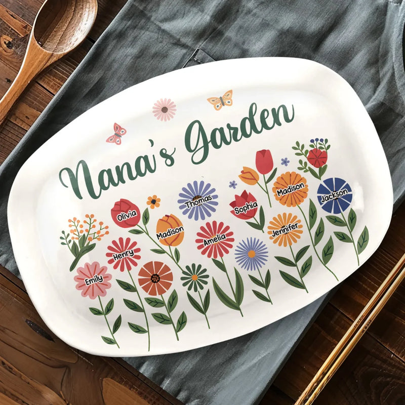 Grandma’s Love Is Sunshine For Little Flowers - Family Personalized Custom Platter - Gift For Mom, Grandma