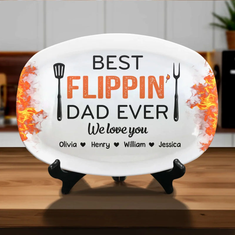 Best Flippin’ Dad Ever - Family Personalized Custom Platter - Father's Day, Gift For Dad, Grandpa