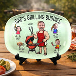 Custom Photo Platter - Personalized Father's Day Birthday Gifts For Dad, Grandpa - BBQ Bonding Time