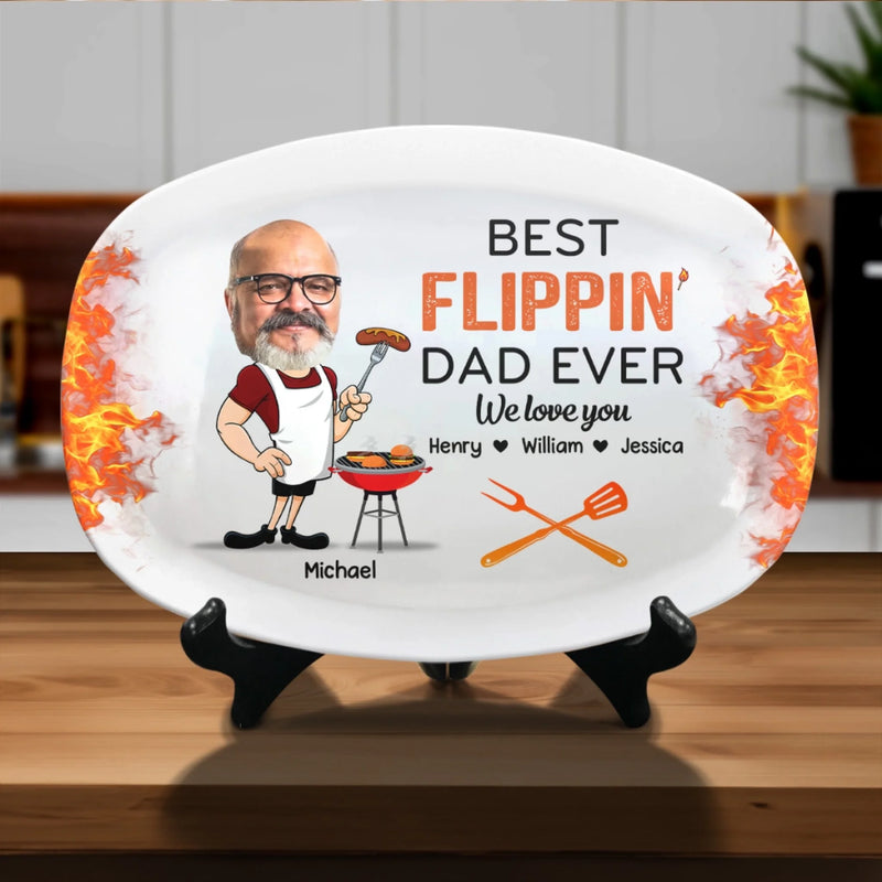 Custom Photo King Of The Grill, Hero Of The House - Family Personalized Custom Platter - Father's Day, Gift For Dad, Grandpa, Husband