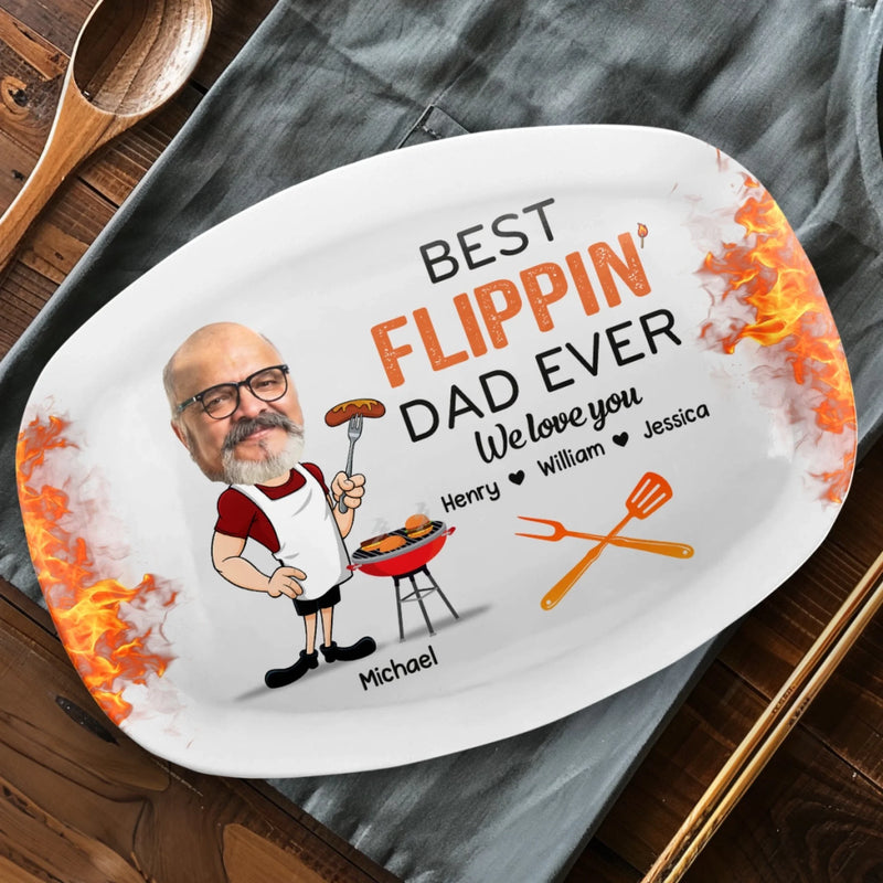 Custom Photo King Of The Grill, Hero Of The House - Family Personalized Custom Platter - Father's Day, Gift For Dad, Grandpa, Husband
