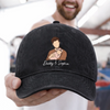 Custom Photo Vintage Washed Denim Baseball Cap - Personalized Father's Day Gifts For Dad, Grandpa - Classic Dad Energy