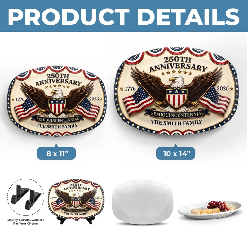 Custom Platter - Personalized America 250th Anniversary Gifts For Mom, Dad, Brother, Sister, Kids - Liberty Laughter Love