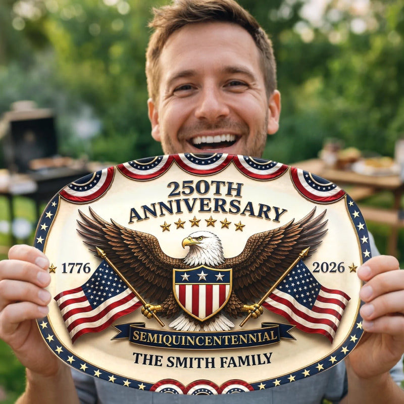 Custom Platter - Personalized America 250th Anniversary Gifts For Mom, Dad, Brother, Sister, Kids - Liberty Laughter Love