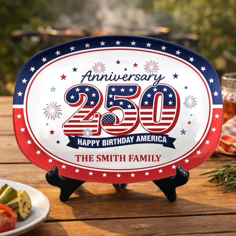 Custom Platter - Personalized America 250th Anniversary Gifts For Mom, Dad, Brother, Sister, Kids - Family Traditions Start Here
