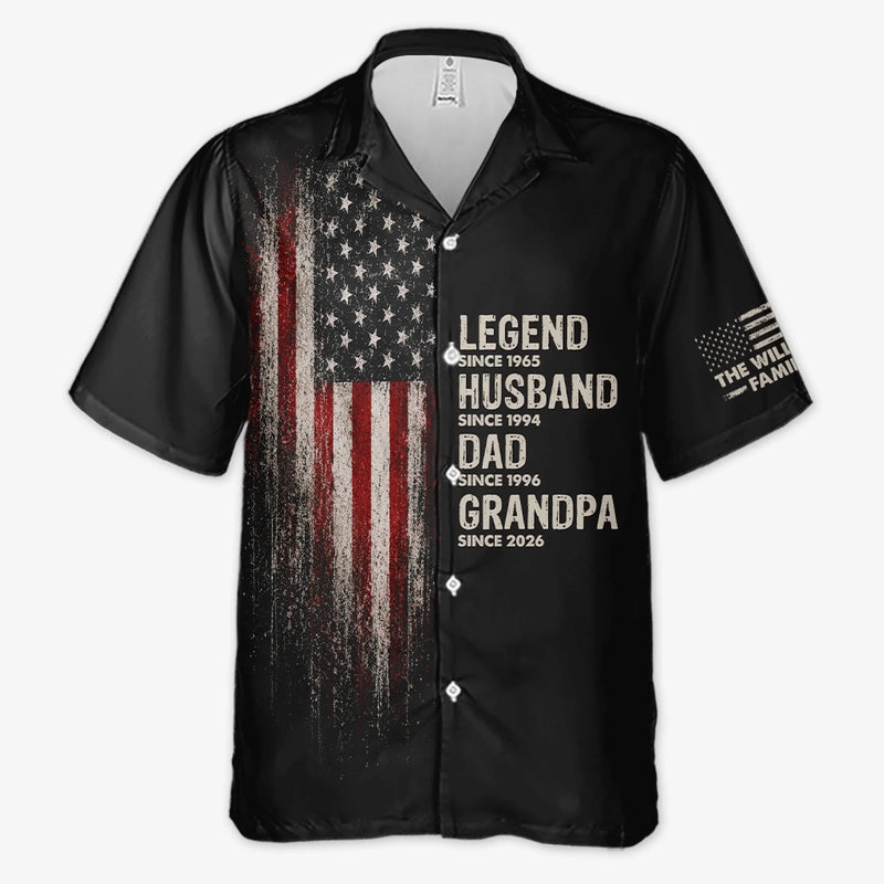 Custom Unisex Tropical Hawaiian Aloha Shirt - Personalized America 250th Anniversary Father's Day Gifts For Dad, Grandpa - Dad Makes Life Brighter