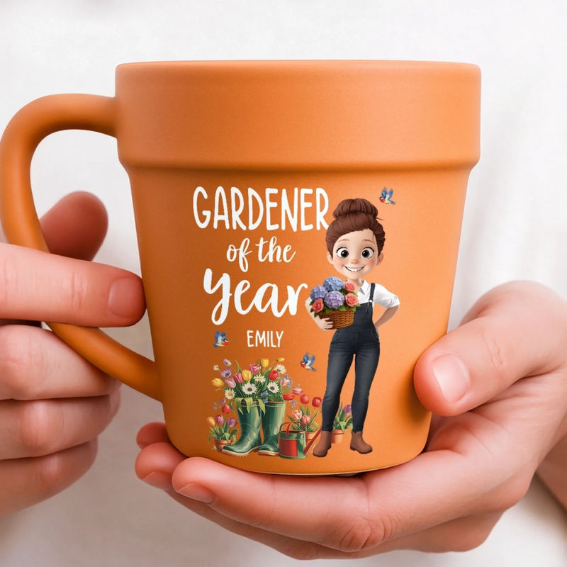 Custom Plant Pot Ceramic Mug - Personalized Garden Gifts For Gardeners - Garden Magic Maker - Flower Pot Mug