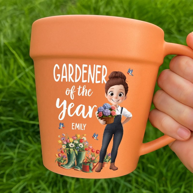 Custom Plant Pot Ceramic Mug - Personalized Garden Gifts For Gardeners - Garden Magic Maker - Flower Pot Mug