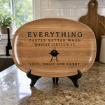 Custom Platter - Personalized Father's Day Birthday Gifts For Dad, Grandpa - Grill Master At Work