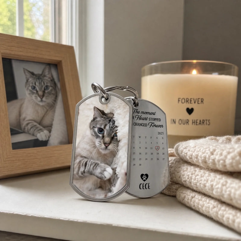 Custom Photo Keychain - Personalized Pet Memorial  Gifts For Dogs, Cats - A Loyal Heart Never Fades