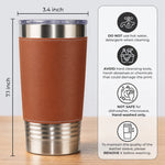 Custom Printed Leather Tumbler - Personalized Father's Day Birthday Gifts For Dad, Grandpa - Forever Grateful For Dad