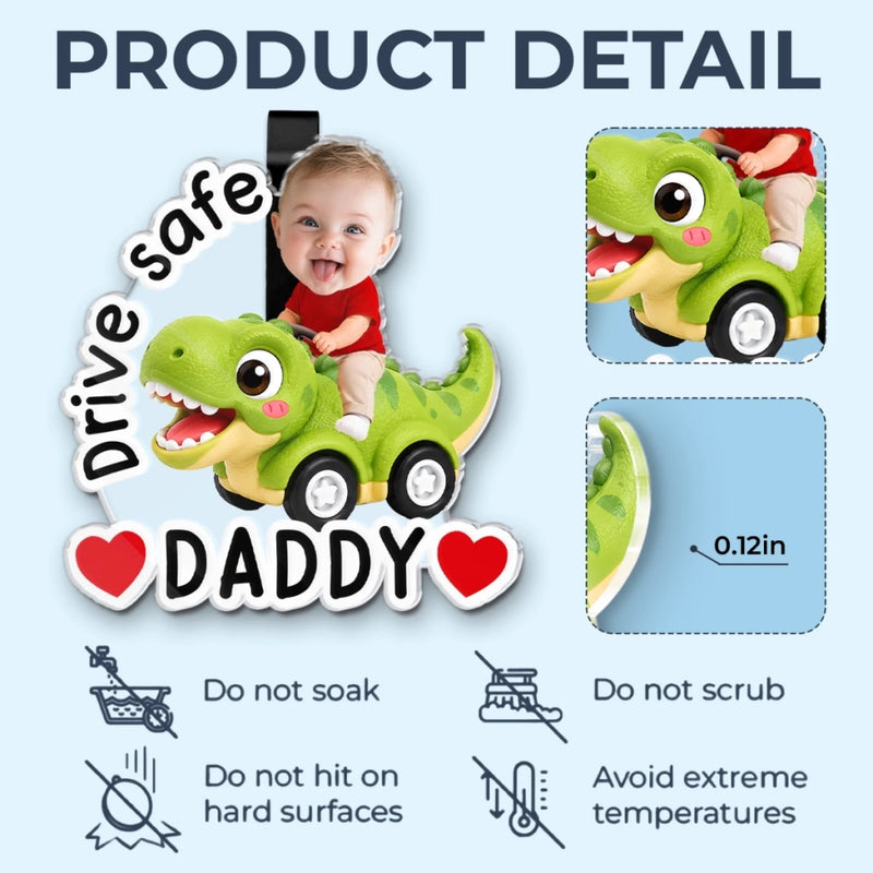 Custom Photo Acrylic Car Visor Clip - Personalized Father's Day Gifts For Dad, Grandpa - Riding Into Happy Memories