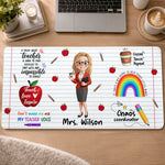 Custom Desk Mat -  Personalized Birthday Gifts For Teachers - Coffee Teach Repeat