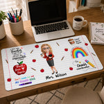 Custom Desk Mat -  Personalized Birthday Gifts For Teachers - Coffee Teach Repeat