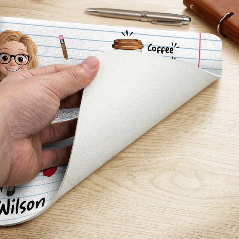 Custom Desk Mat -  Personalized Birthday Gifts For Teachers - Coffee Teach Repeat