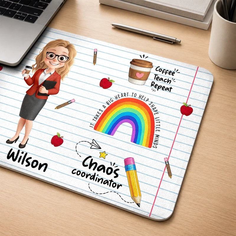 Custom Desk Mat -  Personalized Birthday Gifts For Teachers - Coffee Teach Repeat