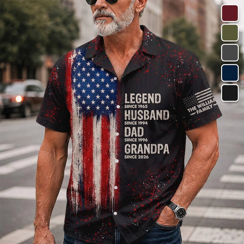 Custom Unisex Tropical Hawaiian Aloha Shirt - Personalized America 250th Anniversary Father's Day Gifts For Dad, Grandpa - Built On Freedom And Love