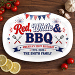 Custom Platter - Personalized America 250th Anniversary Gifts For Mom, Dad, Brother, Sister, Kids - Sparklers, Sauce And Freedom