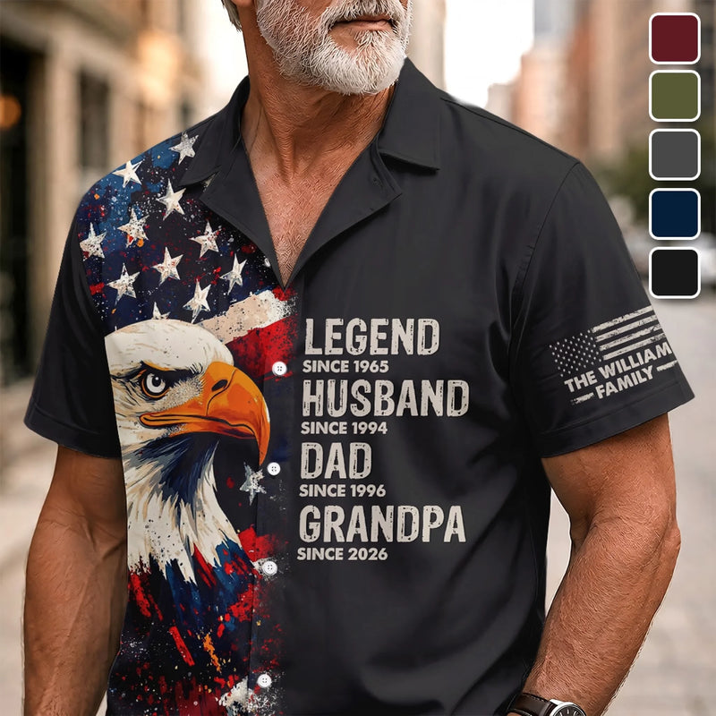 Custom Unisex Tropical Hawaiian Aloha Shirt - Personalized America 250th Anniversary Father's Day Gifts For Dad, Grandpa - Strong Fathers Strong Families