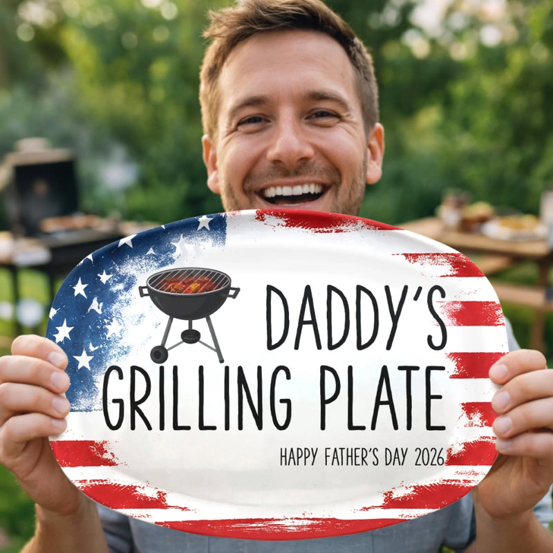 Custom Platter - Personalized Father's Day Birthday Gifts For Dad, Grandpa, Grillers - Built On Food And Love