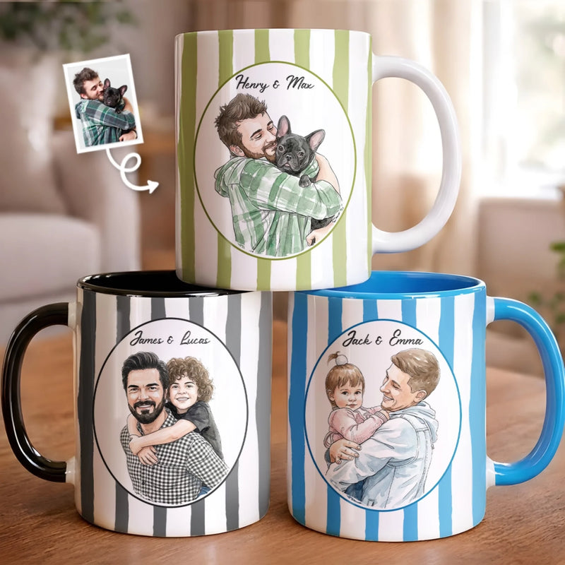 Custom Photo Accent Mug - Personalized Father's Day Birthday Gifts For Dad, Grandpa - Legendary Dad Energy