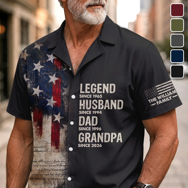 Custom Unisex Tropical Hawaiian Aloha Shirt - Personalized America 250th Anniversary Father's Day Gifts For Dad, Grandpa - Dad Strength Never Fades