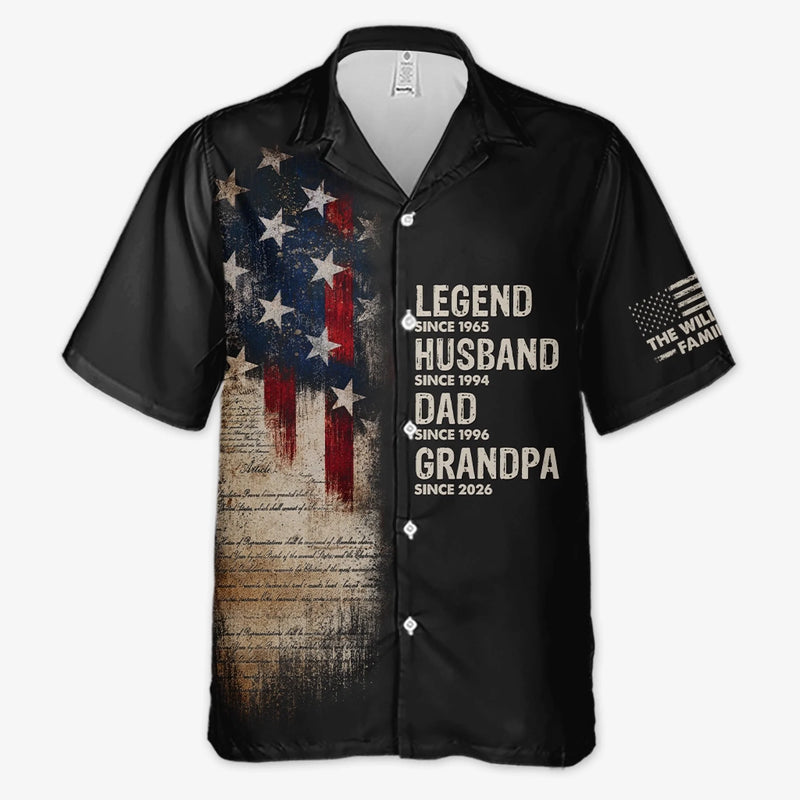 Custom Unisex Tropical Hawaiian Aloha Shirt - Personalized America 250th Anniversary Father's Day Gifts For Dad, Grandpa - Dad Strength Never Fades