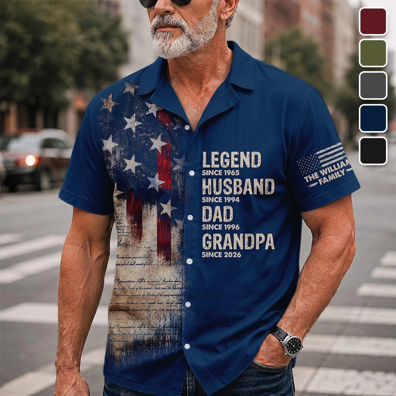 Custom Unisex Tropical Hawaiian Aloha Shirt - Personalized America 250th Anniversary Father's Day Gifts For Dad, Grandpa - Dad Strength Never Fades