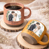 Custom Photo Printed Pottery Mug - Personalized Anniversary Wedding Gifts For Husband And Wife, Him And Her - First Kiss, Forever Sips