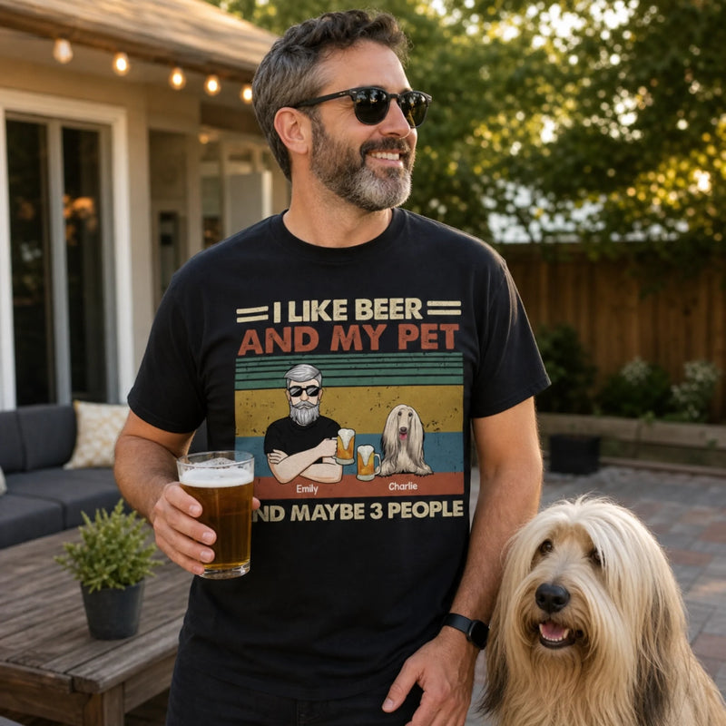 I Like Beer And My Pet - Dog & Cat Personalized Custom Unisex T-shirt, Premium T-shirt, Hoodie - Christmas Gift For Pet Owners, Pet Lovers