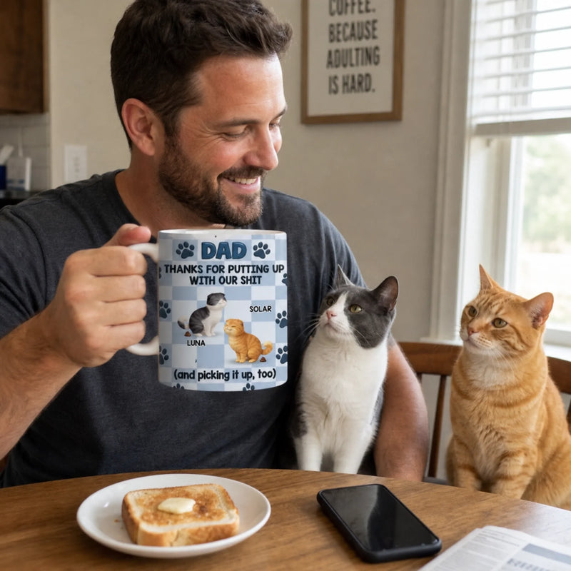 Custom Mug - Personalized Father's Day Gifts For Dog Cat Lovers, Dog Dad And Mom, Cat Owners - Paws Fill Life With Joy