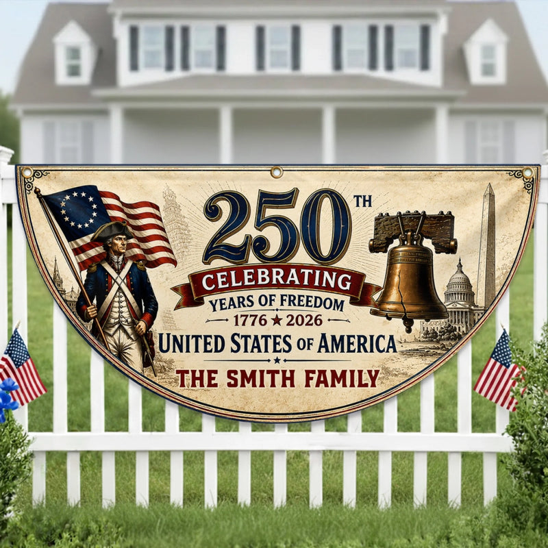 Custom Non-Pleated Fan Flag -  Personalized America 250th Anniversary Gifts For Mom, Dad, Brother, Sister, Kids - Celebrating 250 Years Strong