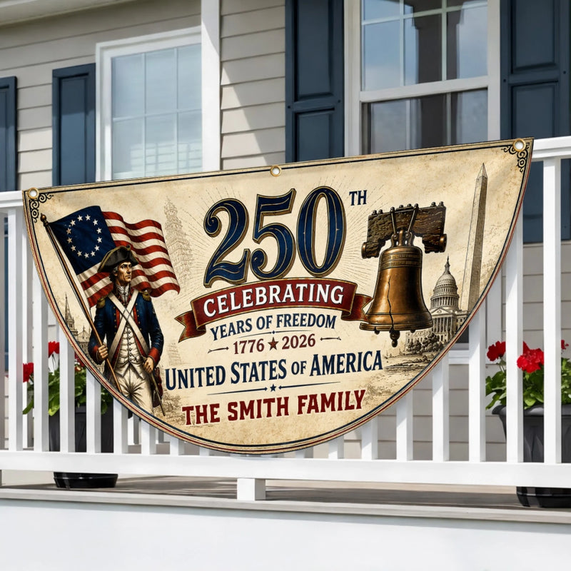 Custom Non-Pleated Fan Flag -  Personalized America 250th Anniversary Gifts For Mom, Dad, Brother, Sister, Kids - Celebrating 250 Years Strong
