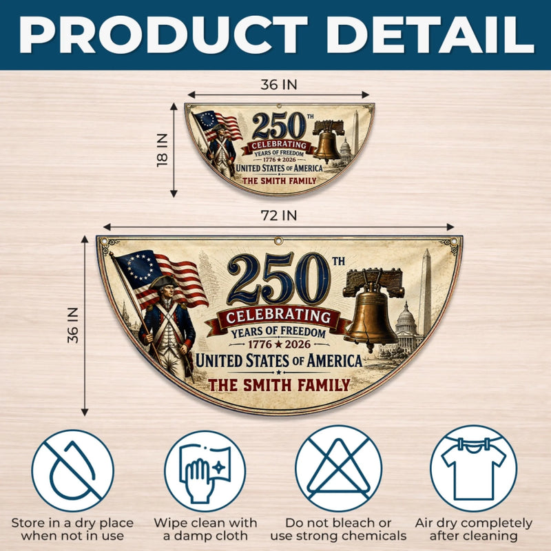 Custom Non-Pleated Fan Flag -  Personalized America 250th Anniversary Gifts For Mom, Dad, Brother, Sister, Kids - Celebrating 250 Years Strong