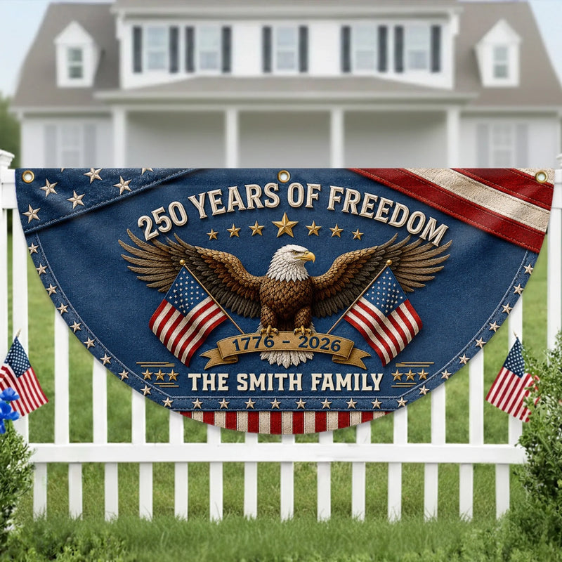 Custom Non-Pleated Fan Flag -  Personalized America 250th Anniversary Gifts For Mom, Dad, Brother, Sister, Kids - United By Liberty