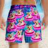 Custom Photo Tropical Hawaiian Aloha Men Beach Shorts - Personalized Summer Vacation And Travel Gifts For Dog Cat Lovers, Dog Dad And Mom, Cat Owners - Pups On Floating Paradise