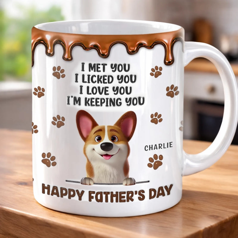 Custom 3D Inflated Effect Printed Mug - Personalized Father's Day Gifts For Dog Cat Lovers, Dog Dad And Mom, Cat Owners - Fueled By Puppy Love