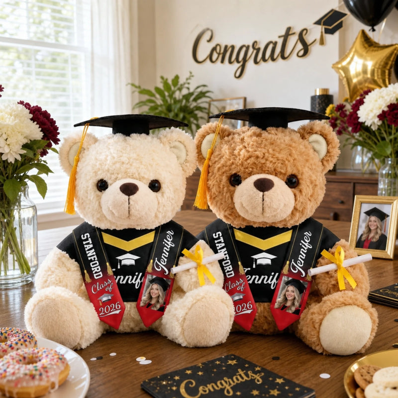 Custom Photo Graduation Teddy Bear - Personalized Graduation Gifts For Him, Her - Your Adventure Starts Now